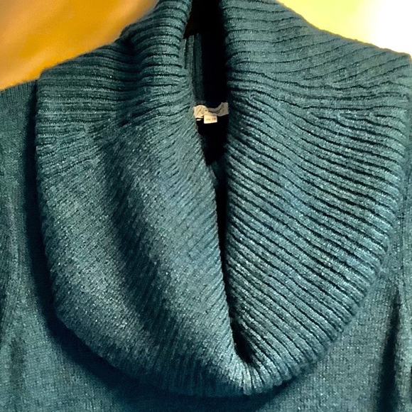 Kismet teal Blue cowl turtleneck Sweater Small - Picture 3 of 6